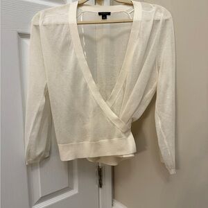 Ann Taylor Ivory Sheer Knit Cardigan